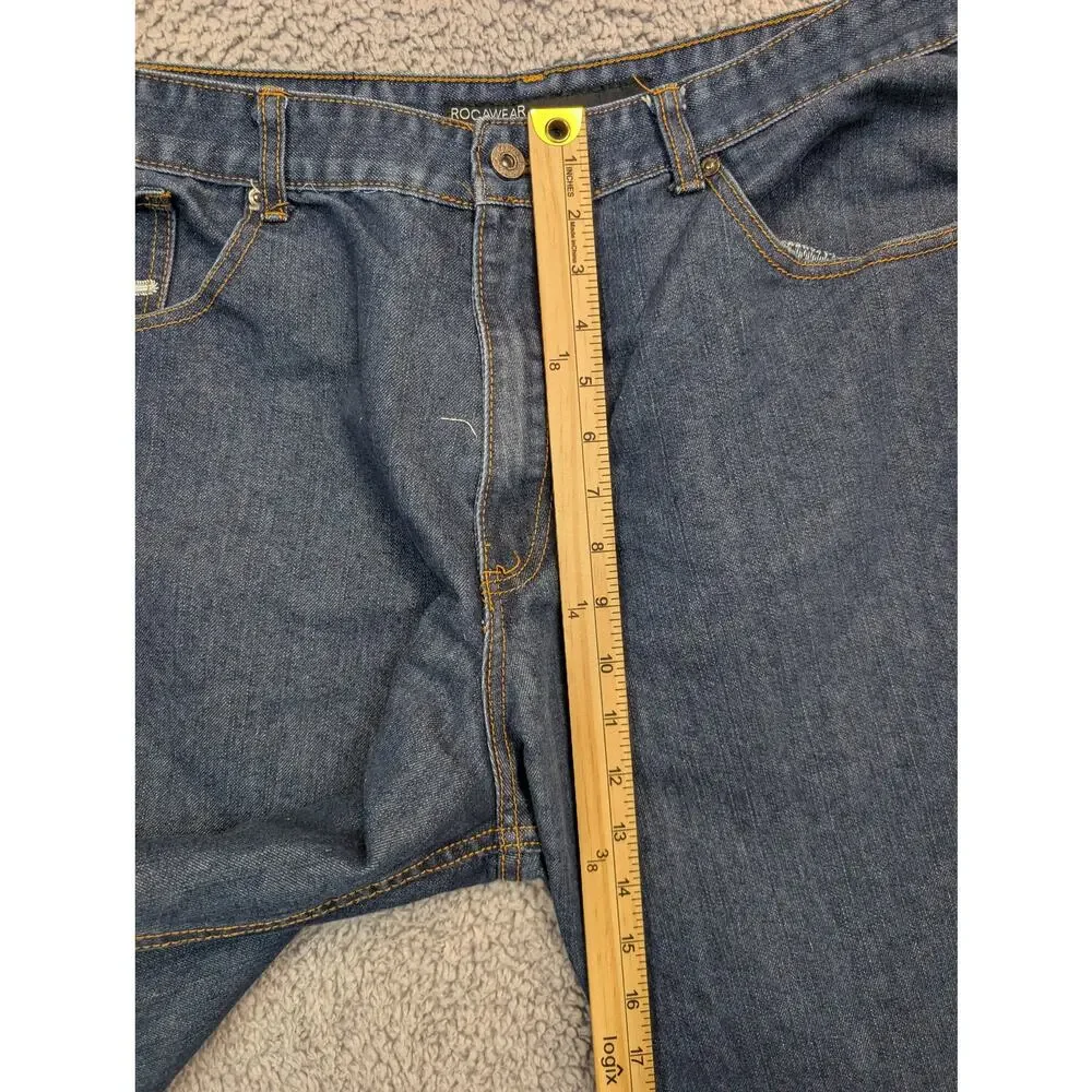 Rocawear Men's Shorts W40 Dark Wash Embroidered Y2K Baggy (1062)